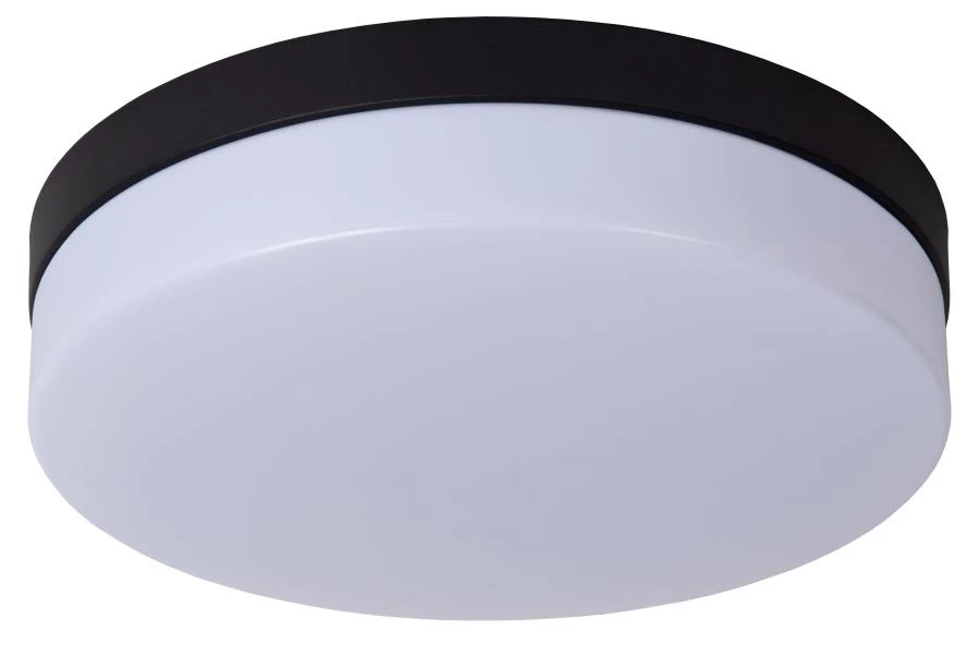 Lucide BISKIT - Flush ceiling light Bathroom - Ø 28 cm - LED - 1x18W 2700K - IP44 - Motion & Day/Night Sensor - Black - off